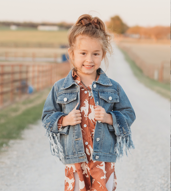 Little Girl's Denim Fringe Jacket