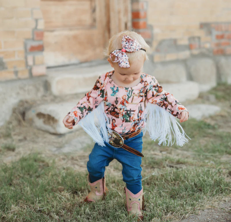 Pink Wild West Long Sleeve Onesie