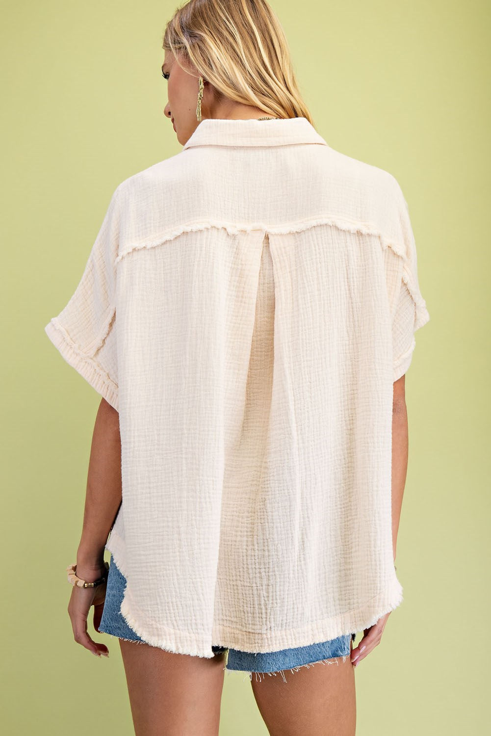 Coastal Drift Raw Edge Gauze Top