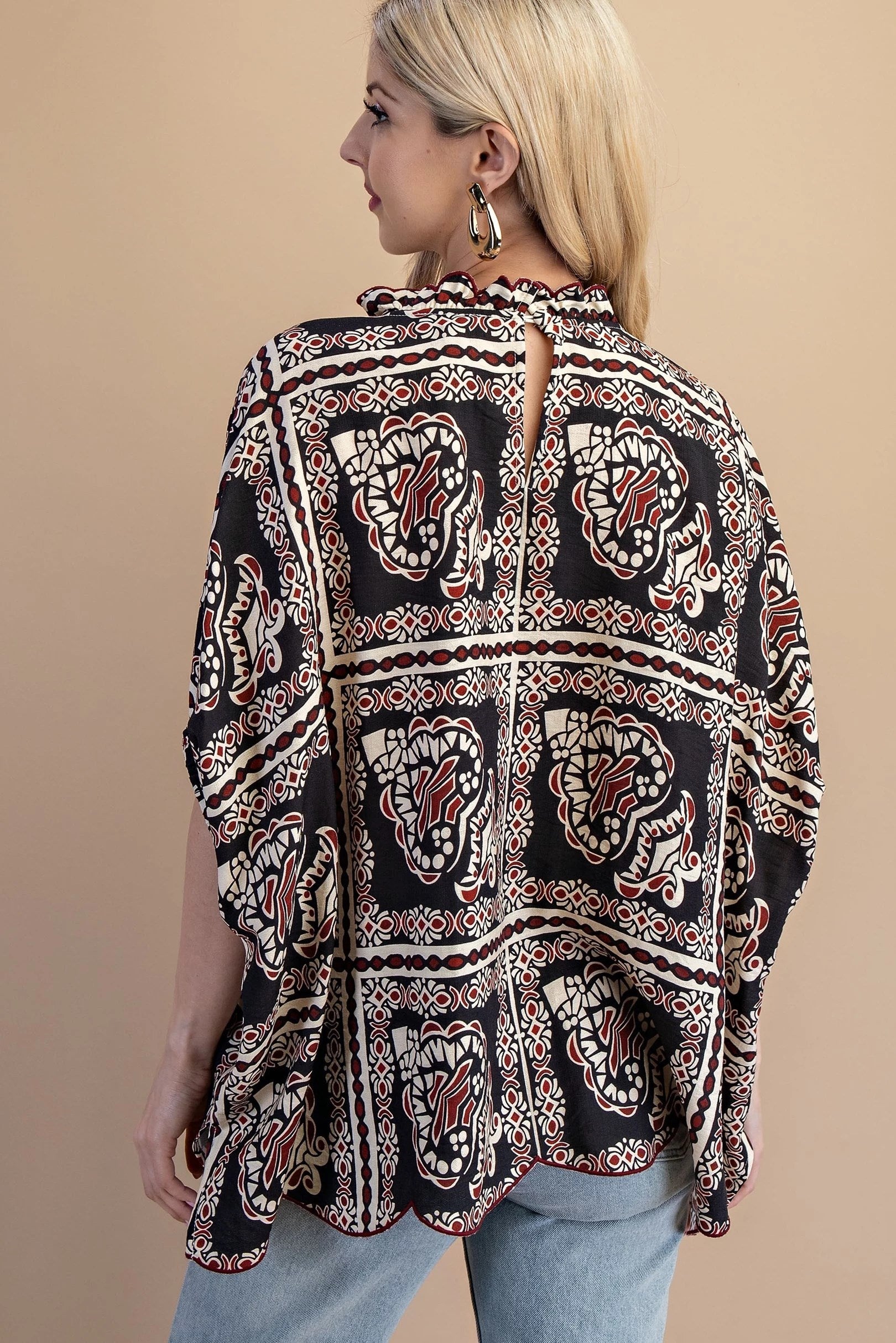 Black Mix Dolman Sleeve Blouse
