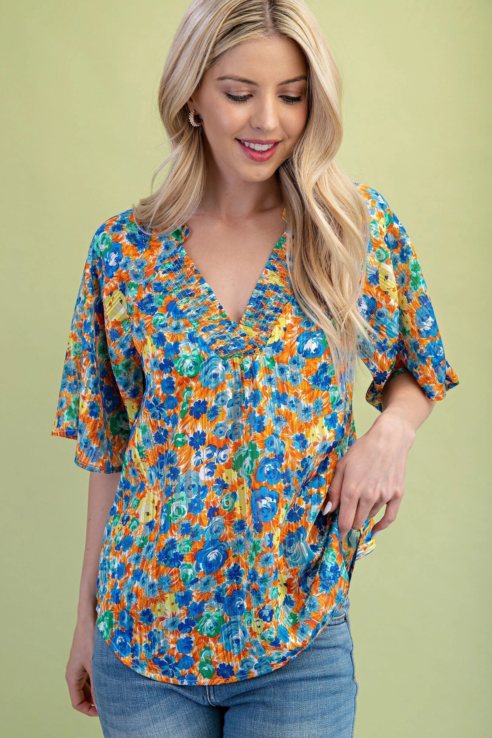 Sunset Bloom Lurex Blouse