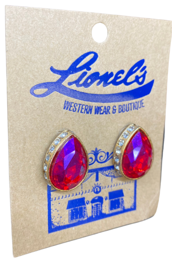 Magenta Teardrop Crystal Earrings