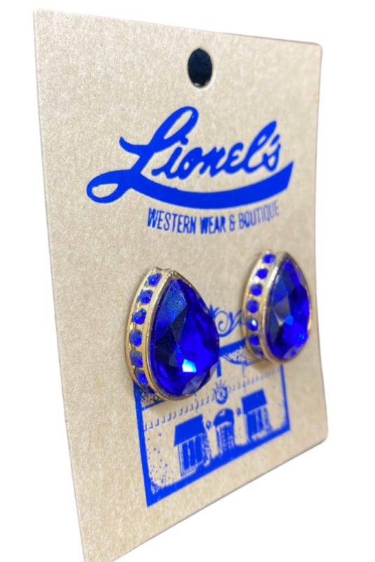 Royal Blue Teardrop Crystal Earrings