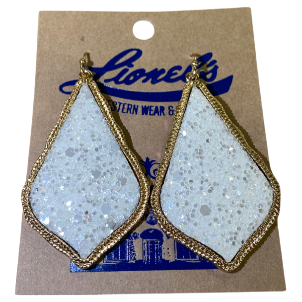 Ivory Glitter Designer Look Earrings/Gold