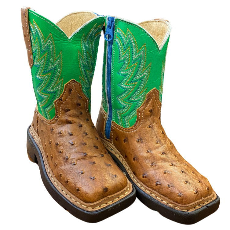 Roper Cowbaby Brown Faux Ostrich Toddler Boots - Main Image