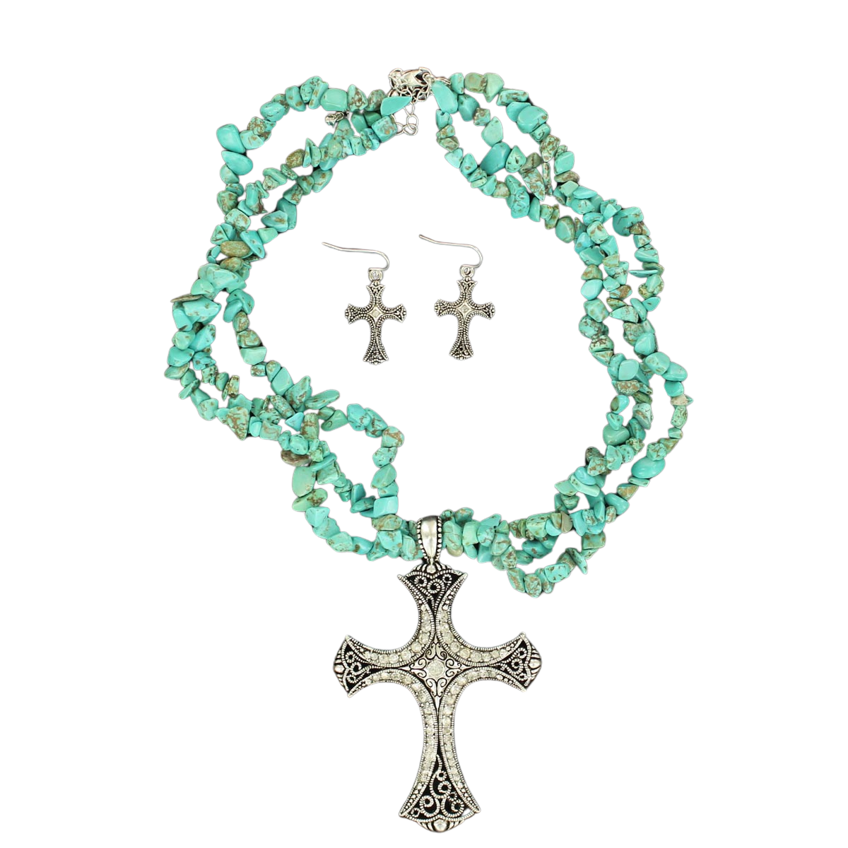 Blazin Roxx Turquoise Stone Cross Set