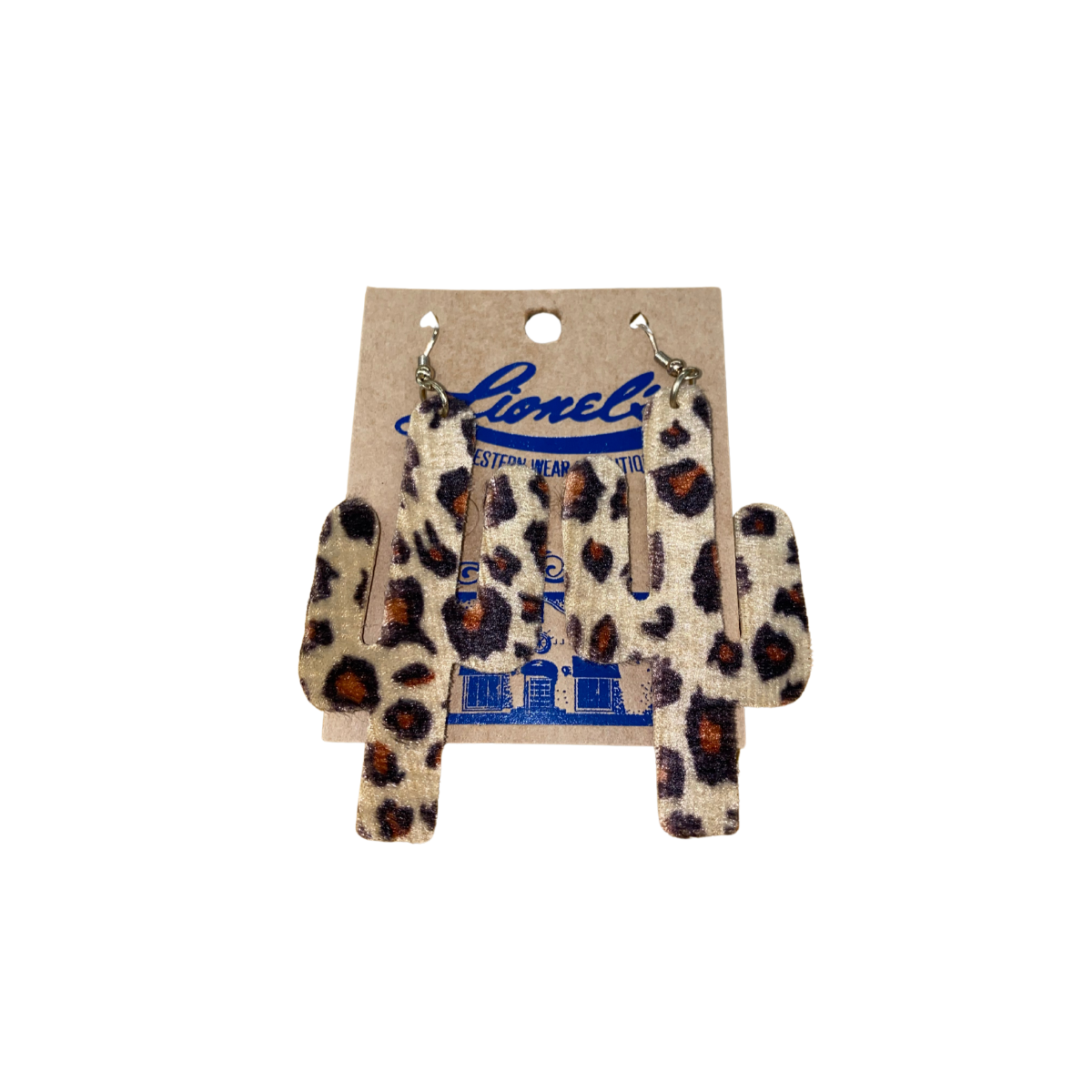 Faux Leather Leopard Cactus Earrings