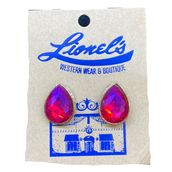 Magenta Teardrop Crystal Earrings