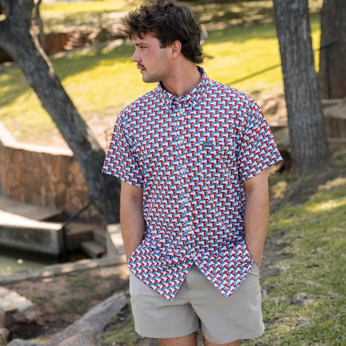 Texas Flags- Performance Button Up by Burlebo