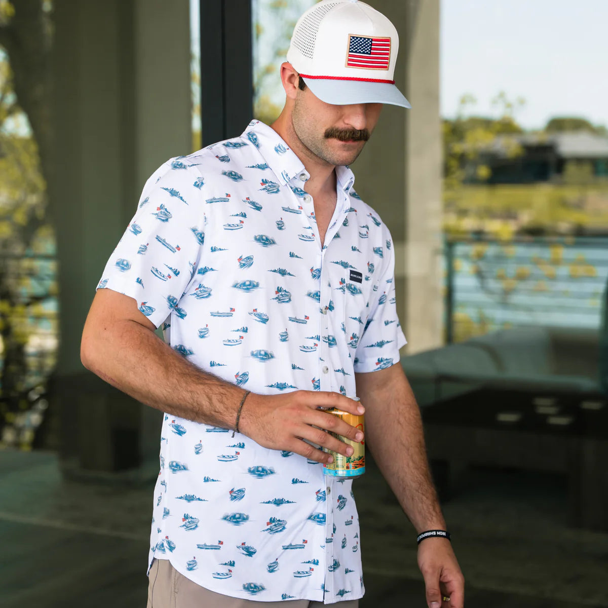 Lake Weekend- Performance Button Up by Burlebo