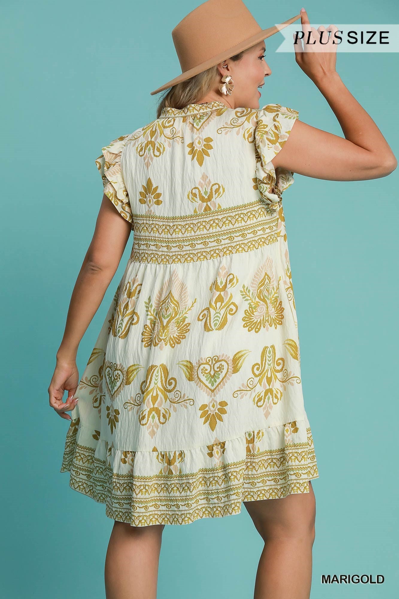 Marigold Flutter Sleeve Babydoll Dress
