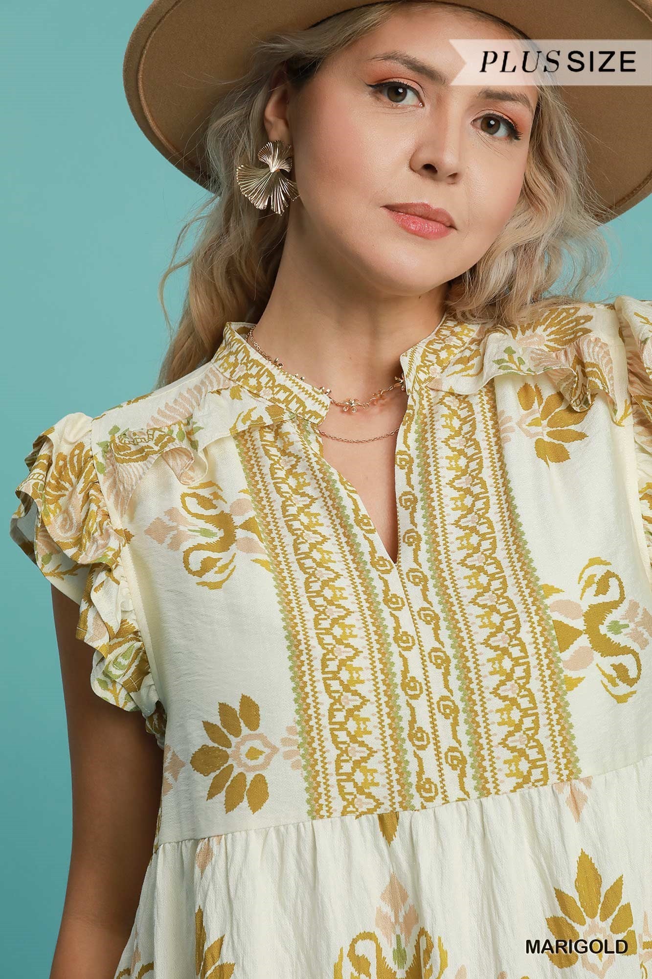 Marigold Flutter Sleeve Babydoll Dress
