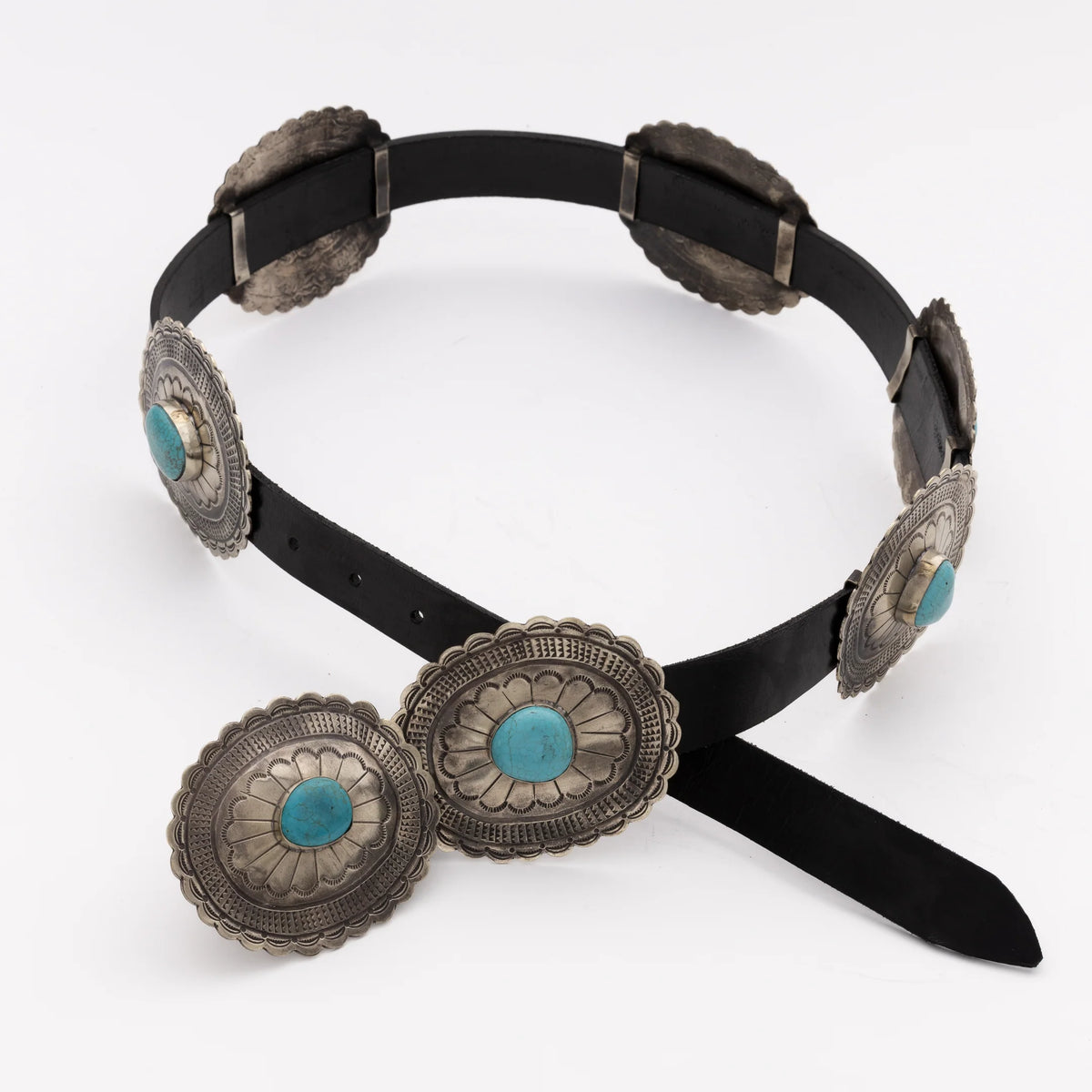 Rustic Vintage Silver & Turquoise Statement Concho Belt