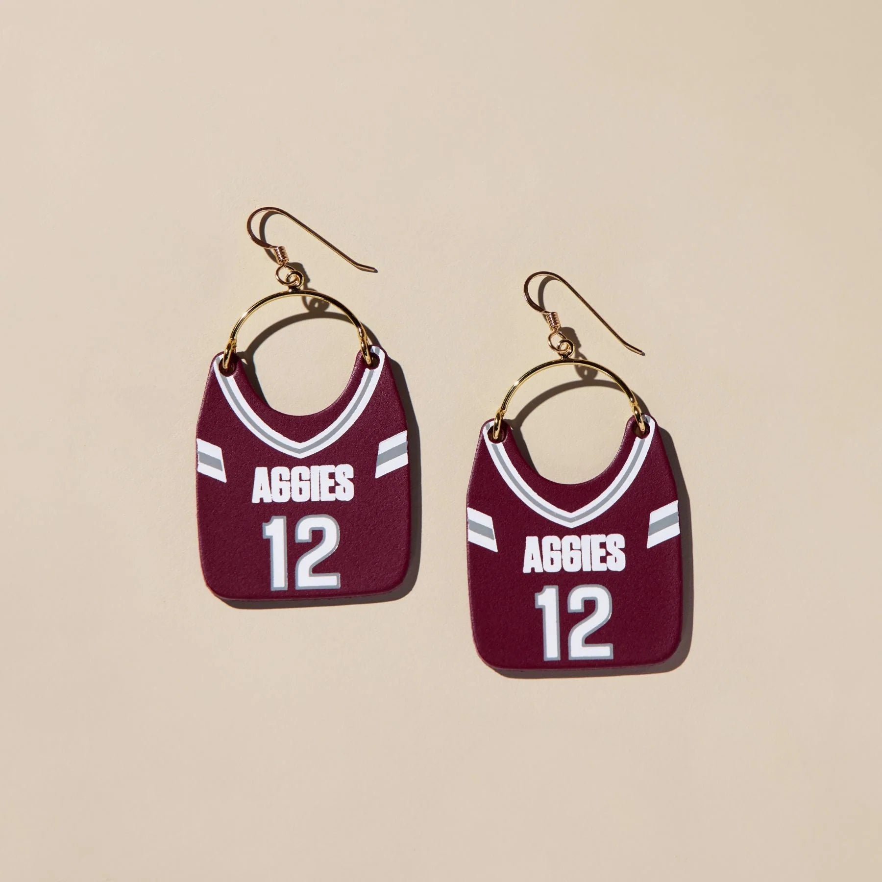 Maroon Texas A&M Aggie Jersey Earrings
