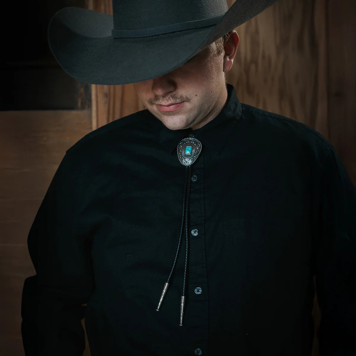 Iconic Square Turquoise Bead with Rope Edge Bolo