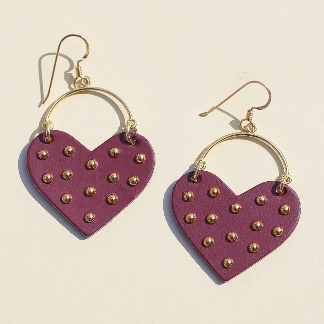 Burgundy Studded Harlow Earrings