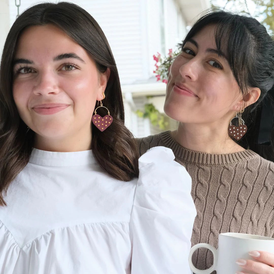 Burgundy Studded Harlow Earrings