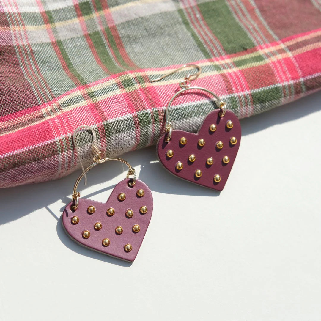 Burgundy Studded Harlow Earrings