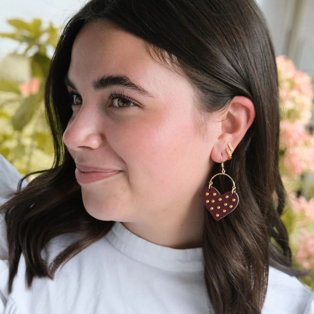 Burgundy Studded Harlow Earrings