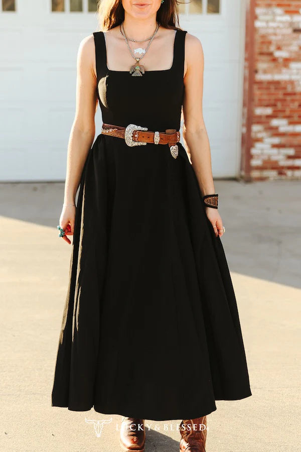 Western Belle Black Maxi Dress