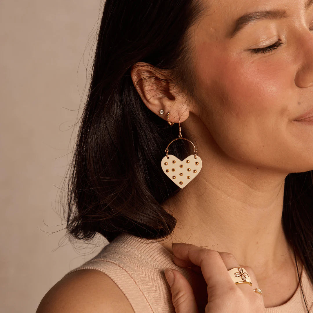 Ecru Studded Harlow Earrings