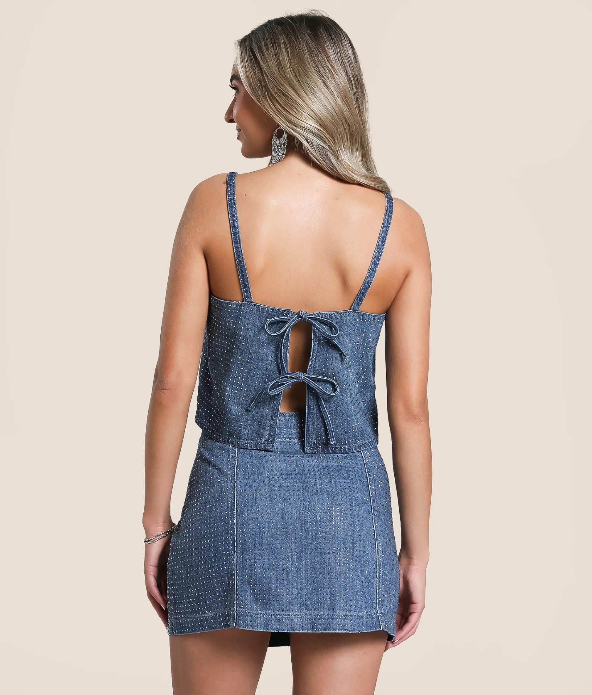 Abbey Rhinestone Cropped Tank Top by HIDDEN