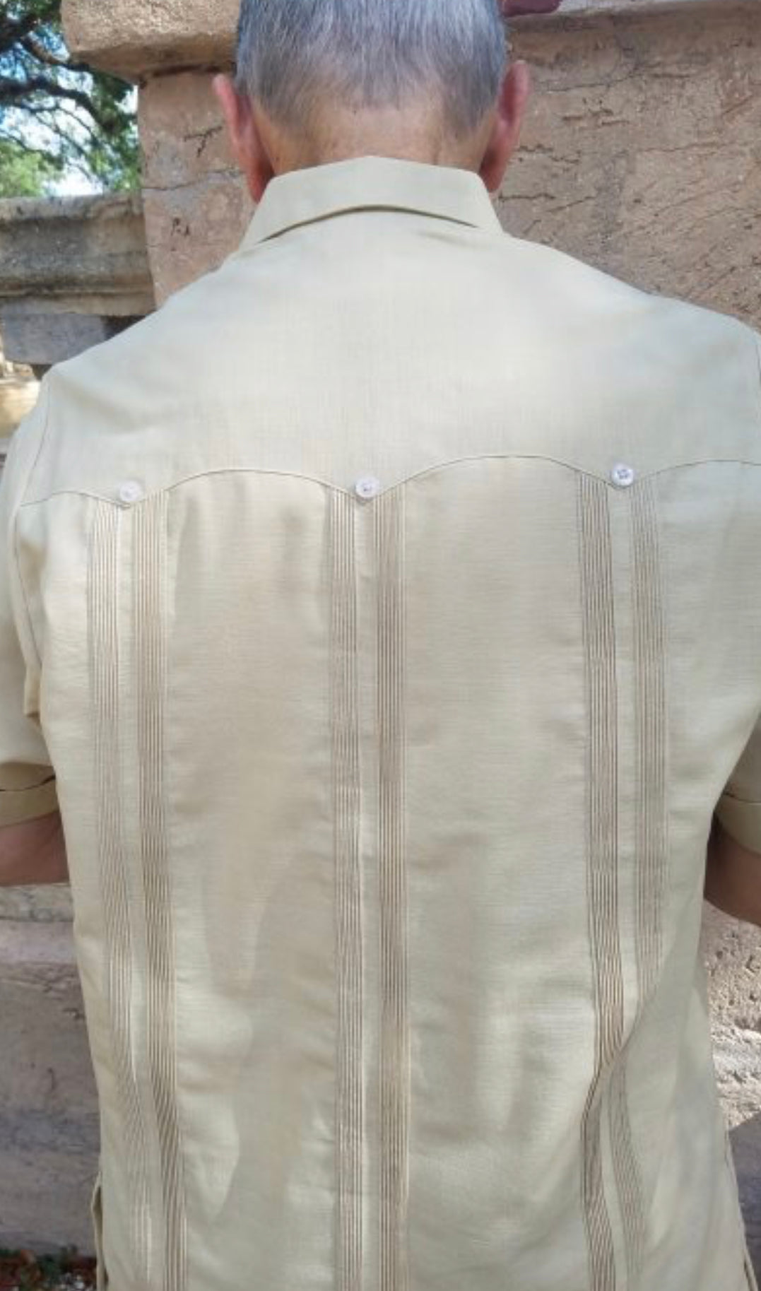 Casual Short Sleeve Shirt Khaki Guayabera