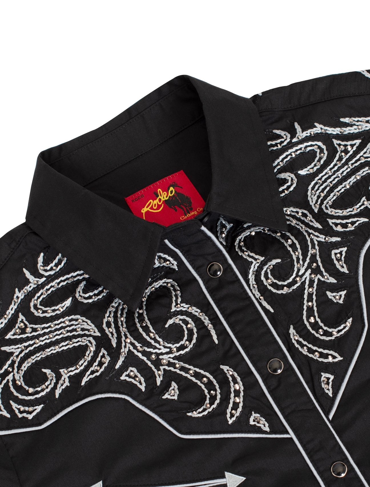 Ladies Fancy Western Blouse w/ Embroidery & Crystal Accents