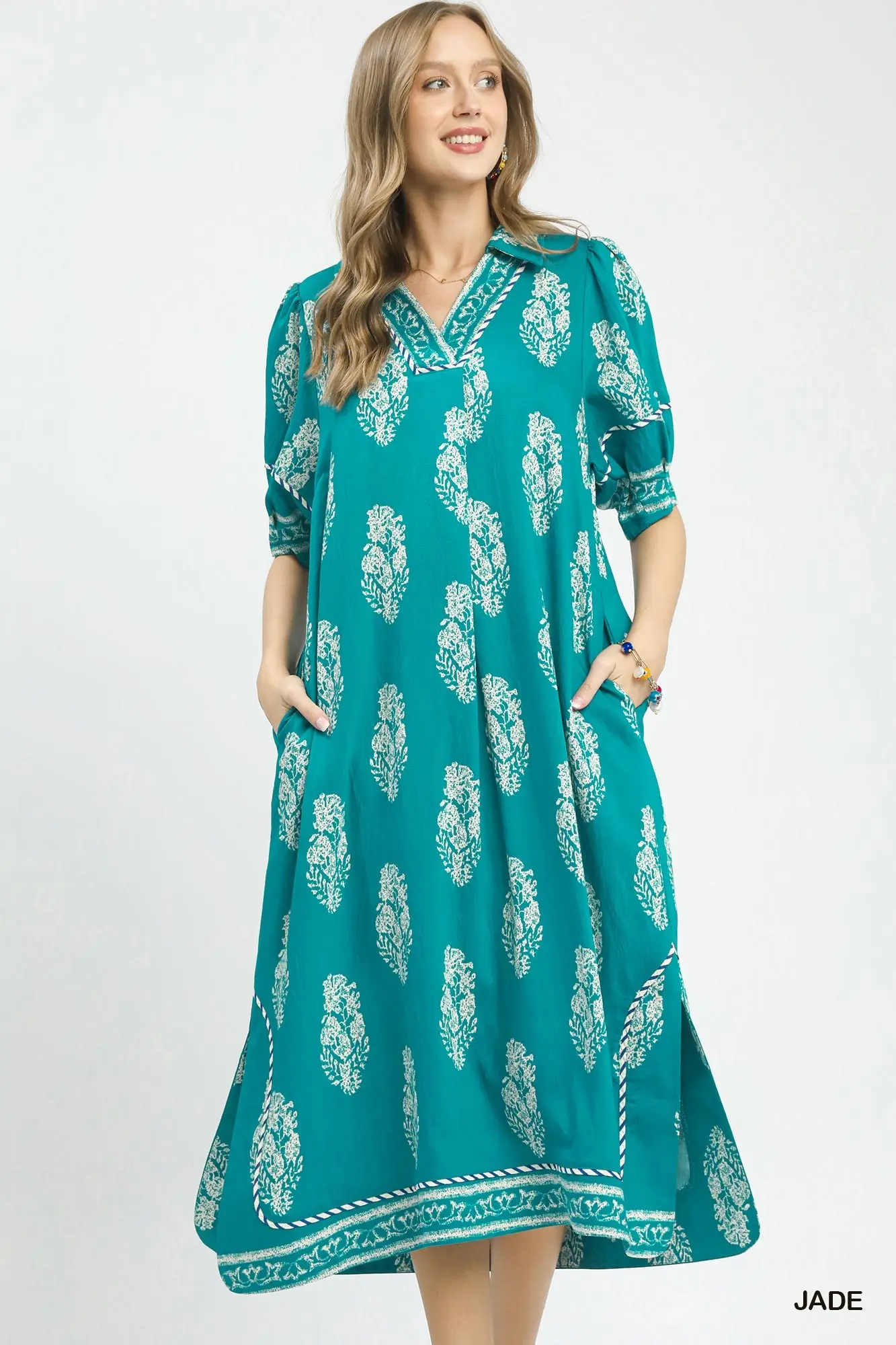 Jade Fiesta Border Print Midi Dress