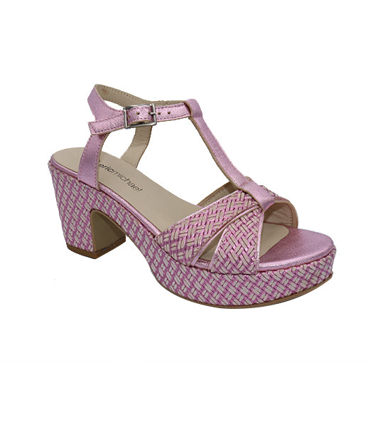 Eric Michael Irridescent Pink Block Heel Shoe