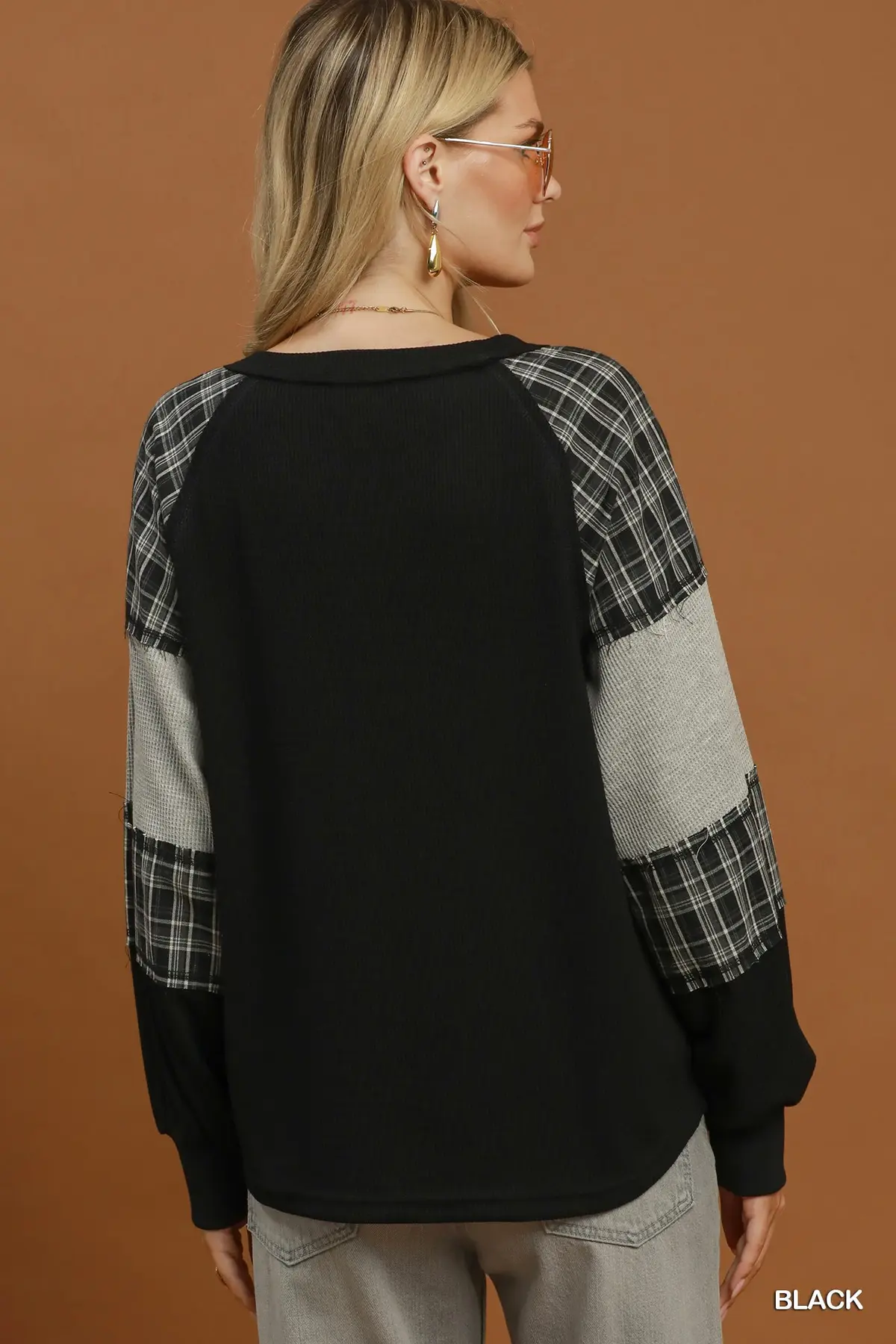 Plaid Patchwork Thermal Top 🖤
