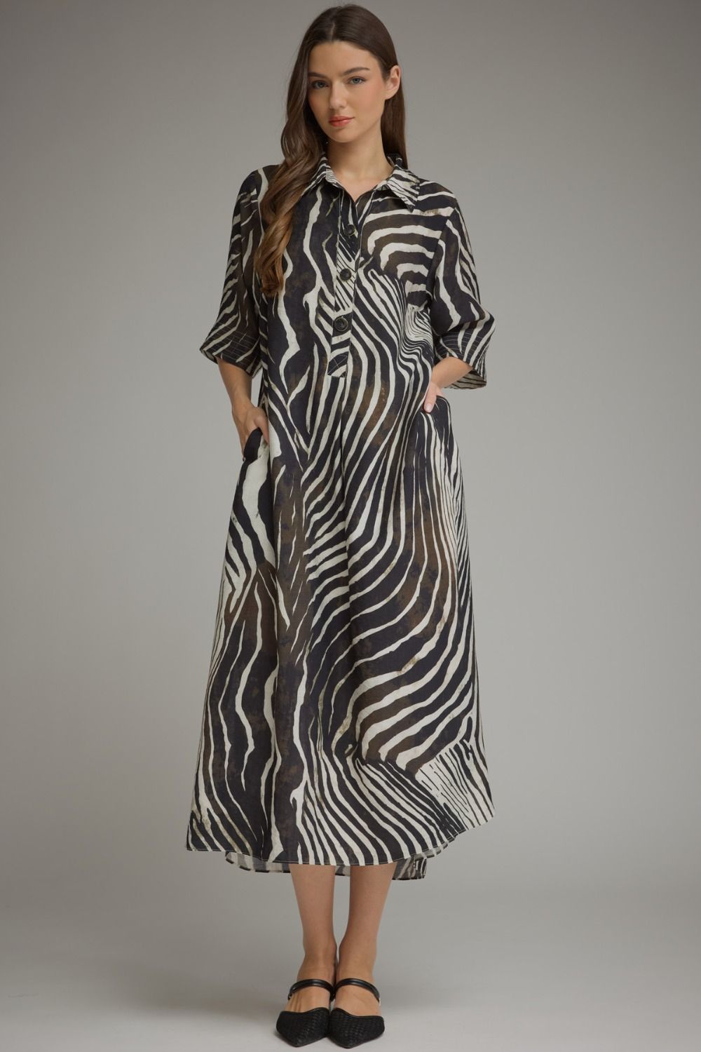 Abstract Zebra Print Midi Dress 🖤🤍