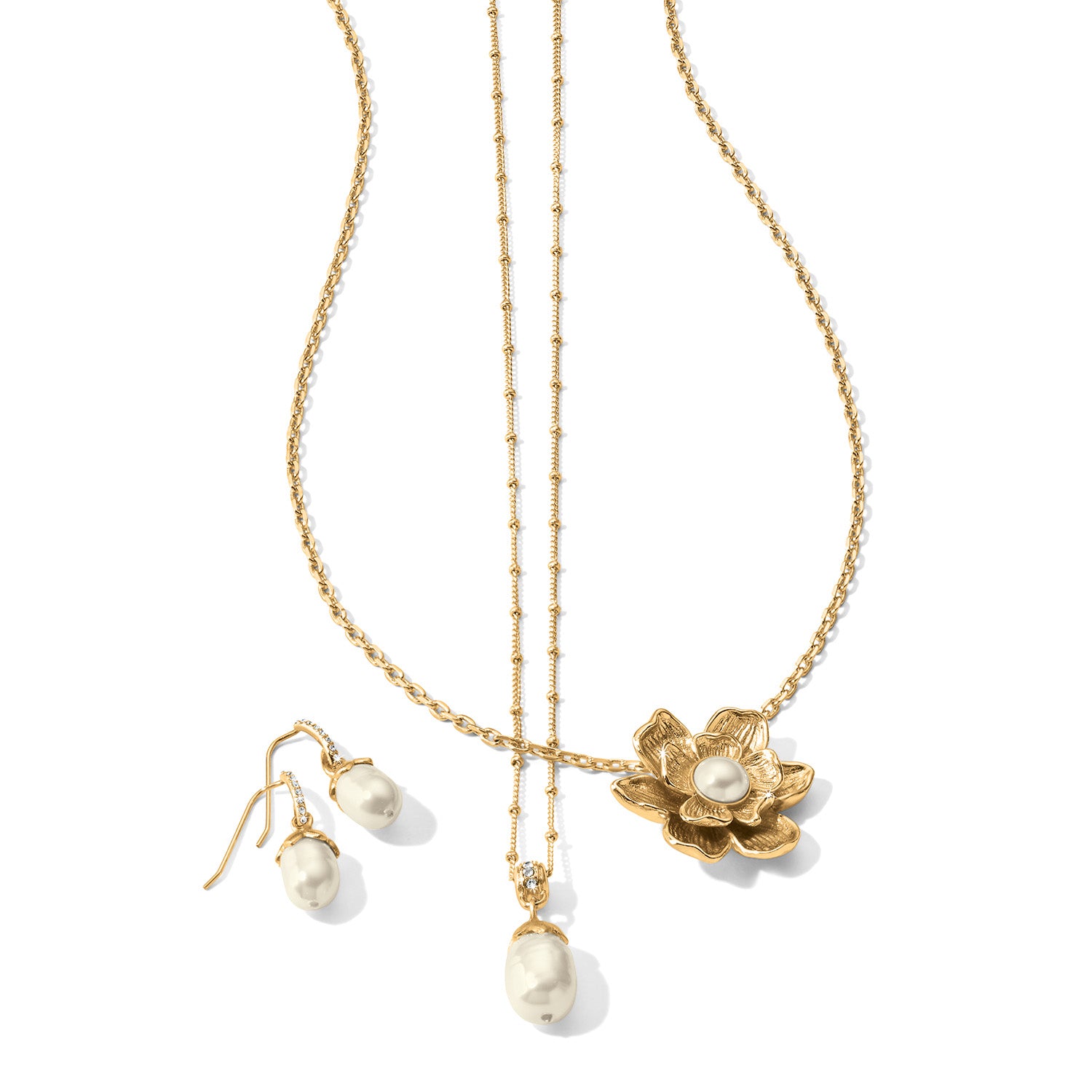 Everbloom Pearl Drop Necklace-Gold