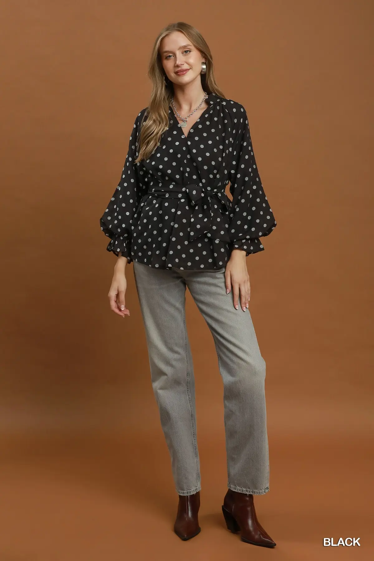 Classic Dot Ruffle Blouse 🖤