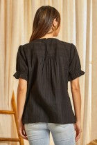 Black All Cotton Embroidered Top