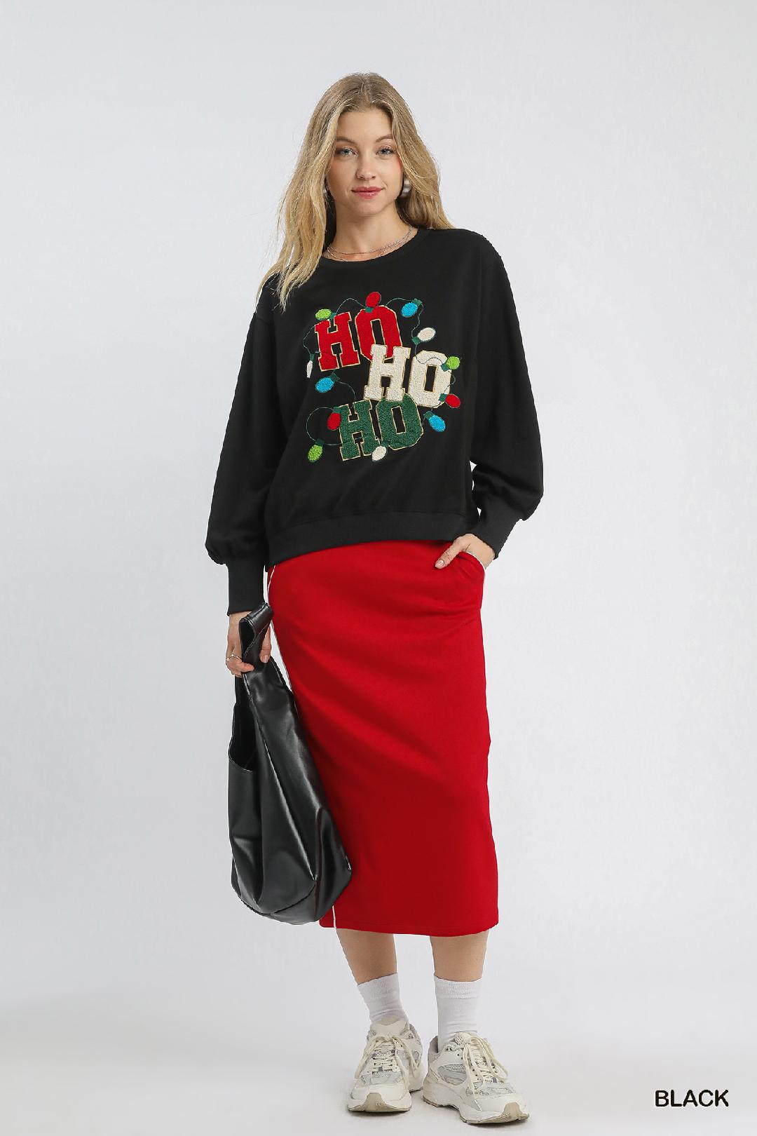 Ho Ho Ho French Terry Sweatshirt/Black