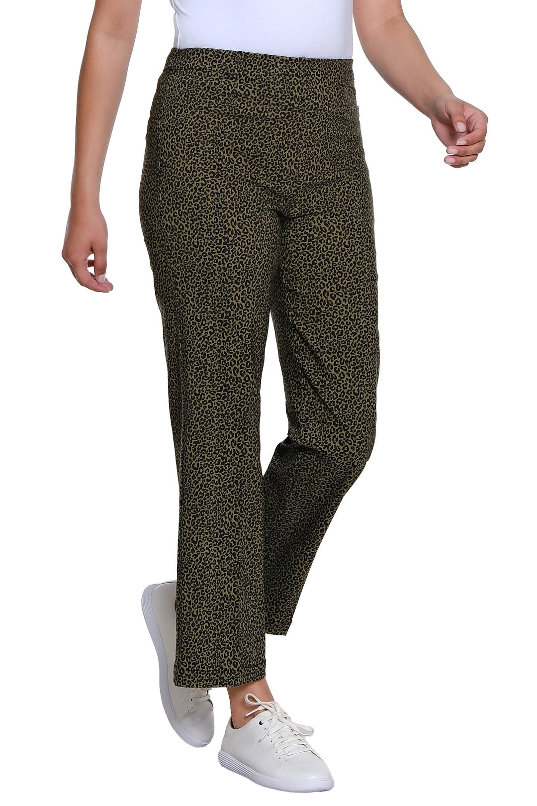 Olive Green/Black Wide Leg Elastic Waist Ankle Pants by Multiples