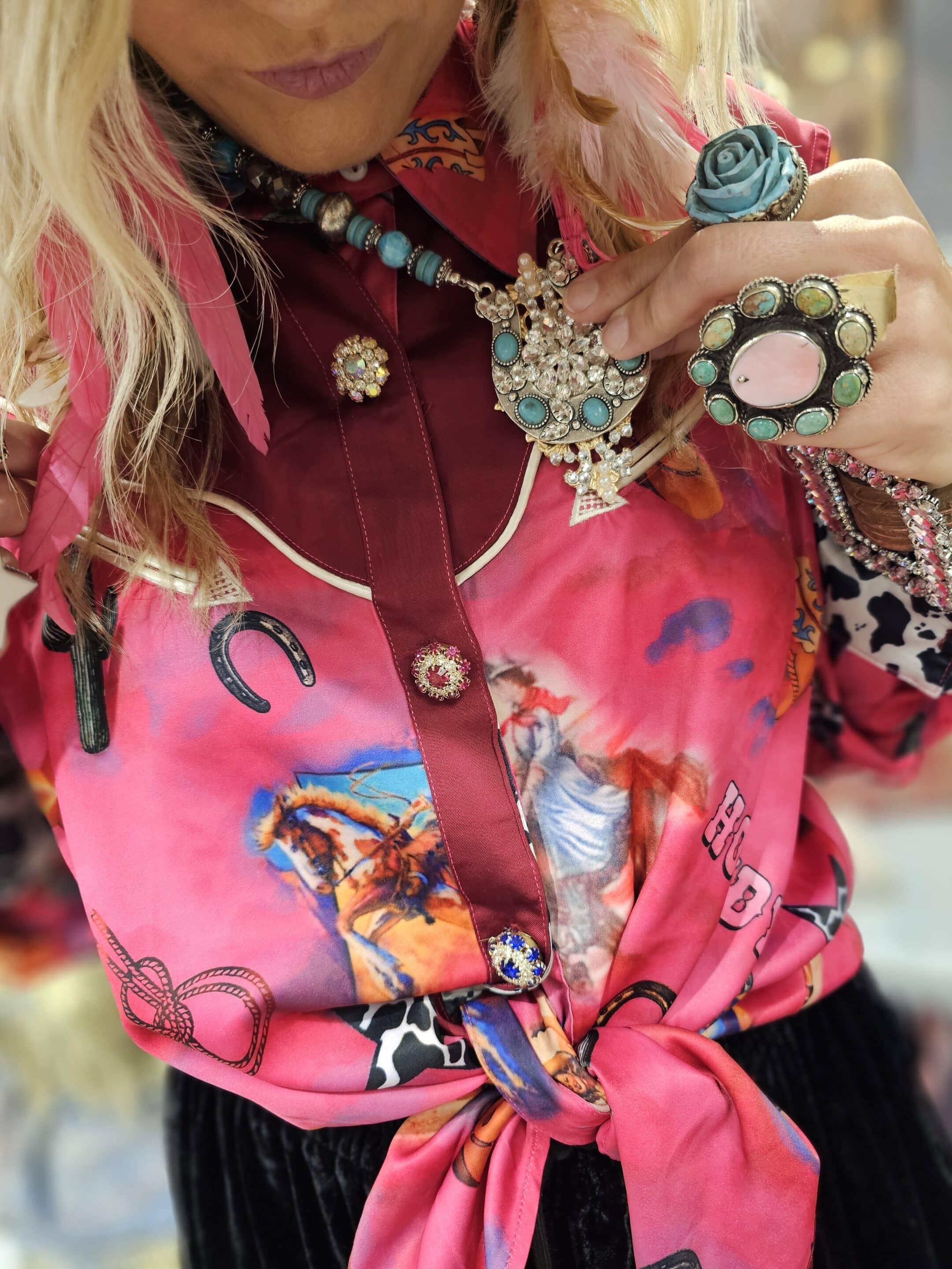 Ride'em Cowgirl Satin Western Blouse