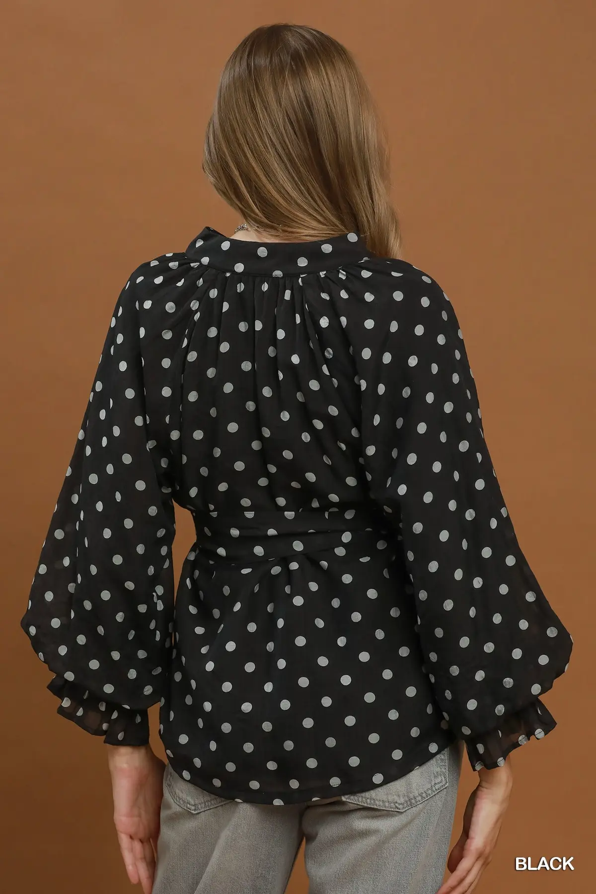 Classic Dot Ruffle Blouse 🖤