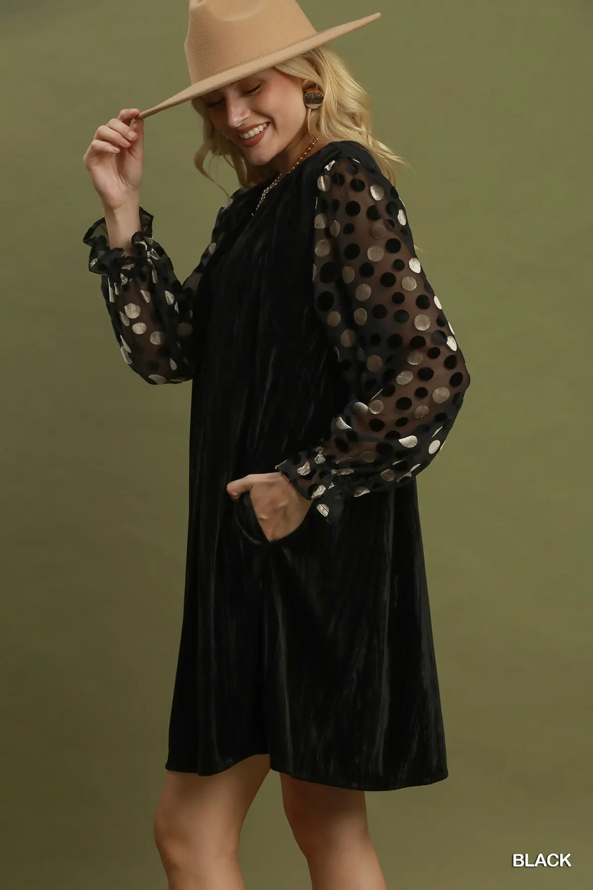Midnight Dot Velvet Dress 🖤✨