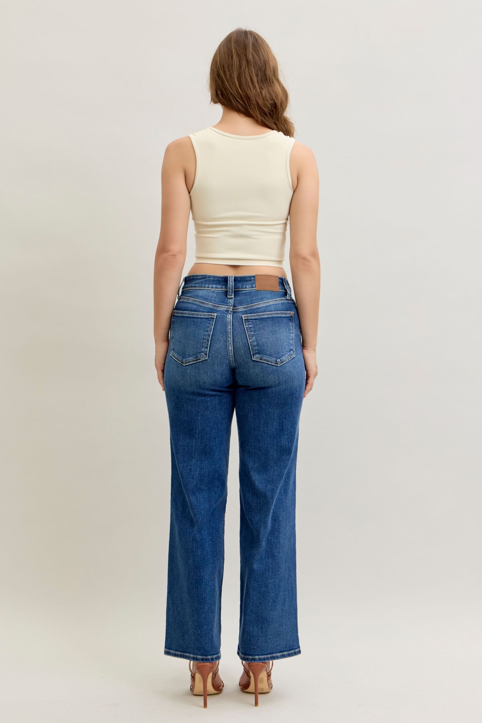 Judy Blue 90's Straight Leg Jeans w/ Front Patch Double Pockets