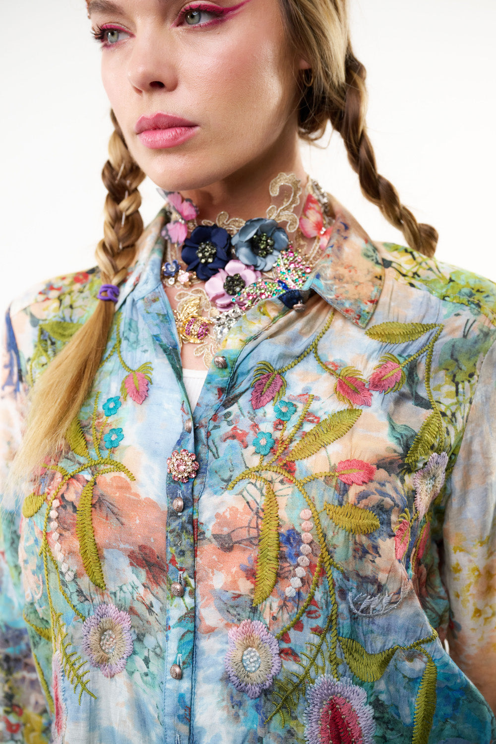 Valeria Embroidered Shirt by Aratta