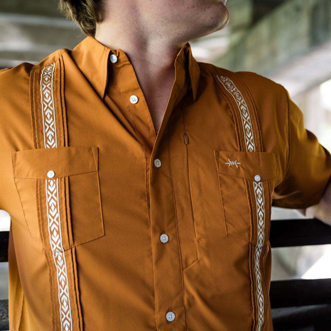 Guayabera Libre-Solid Burnt Orange by Texas Standard