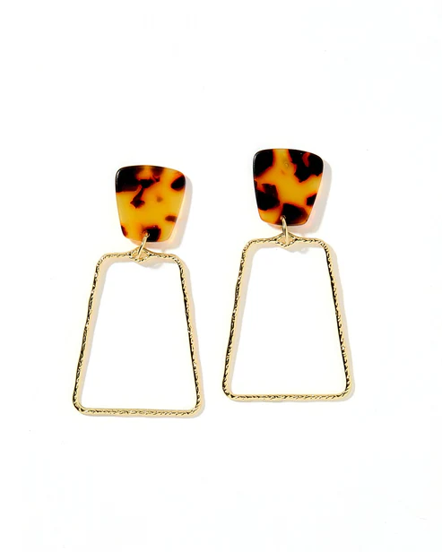 Kaelyn Statement Earrings-Brown Tortoise