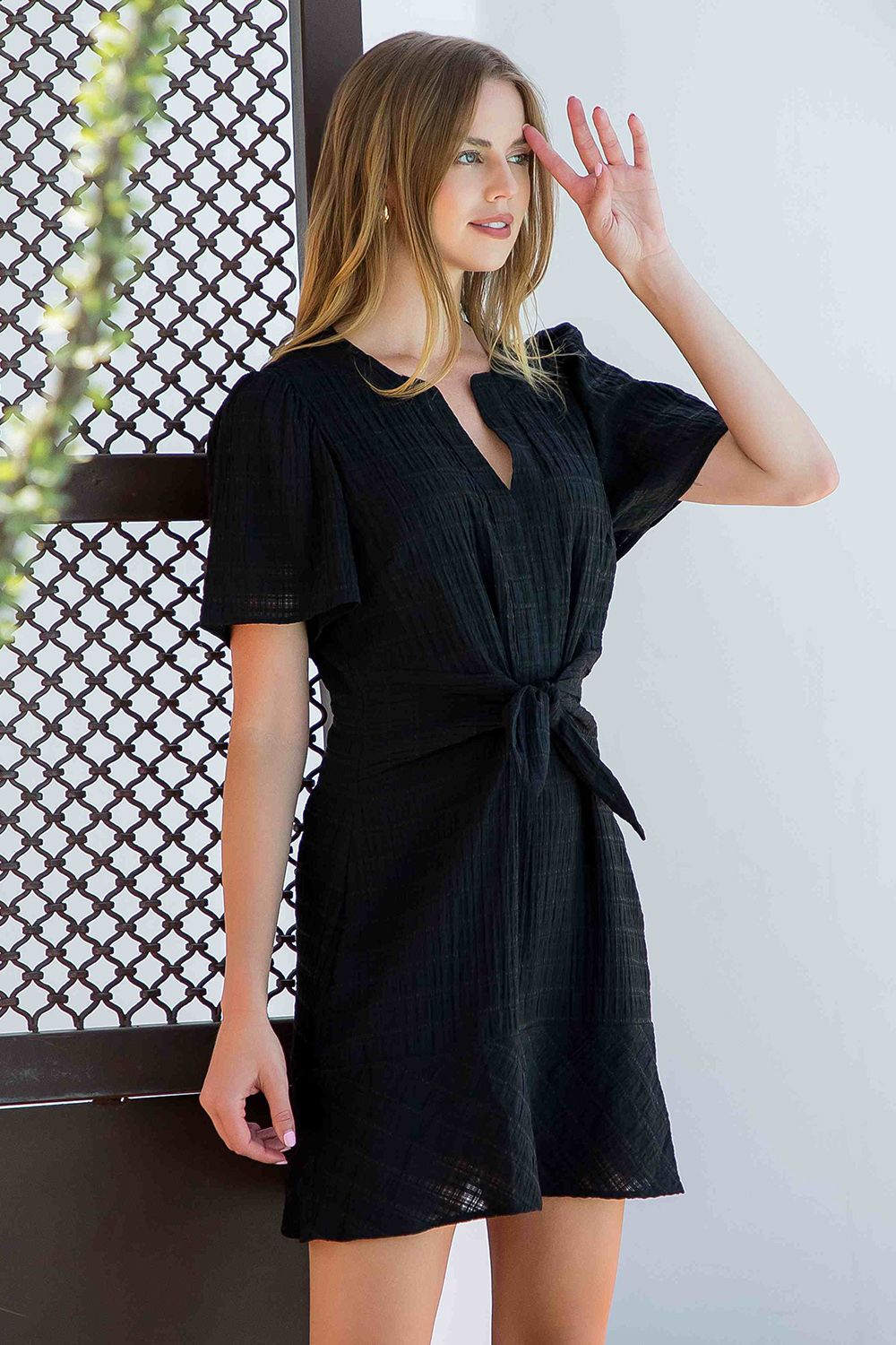 Classic Black Tie-Waist Dress