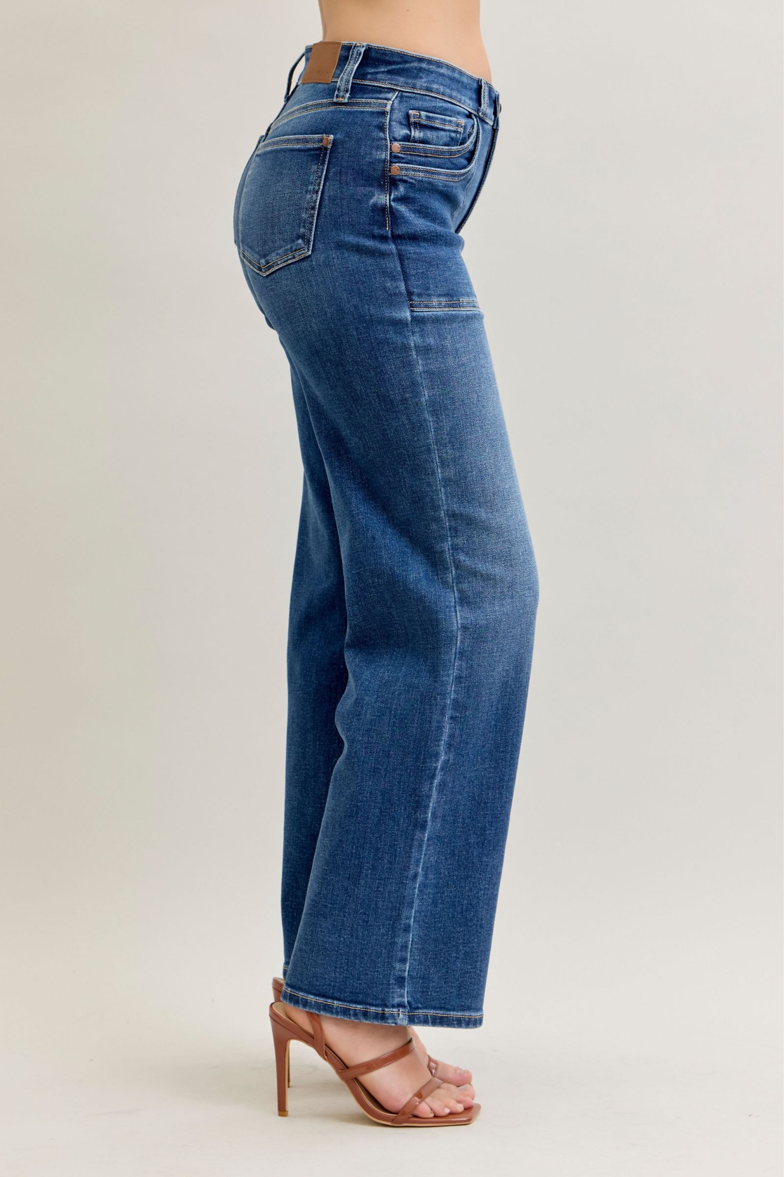 Judy Blue 90's Straight Leg Jeans w/ Front Patch Double Pockets