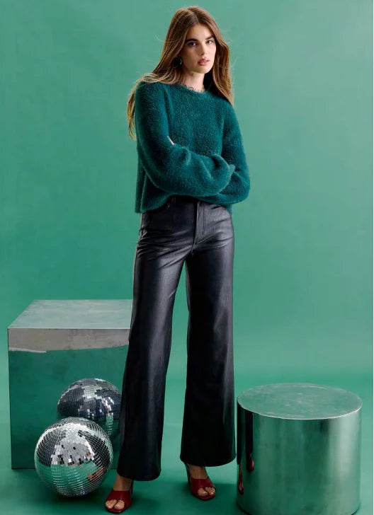 Far Out High Rise/ Black Faux Leather by Daze