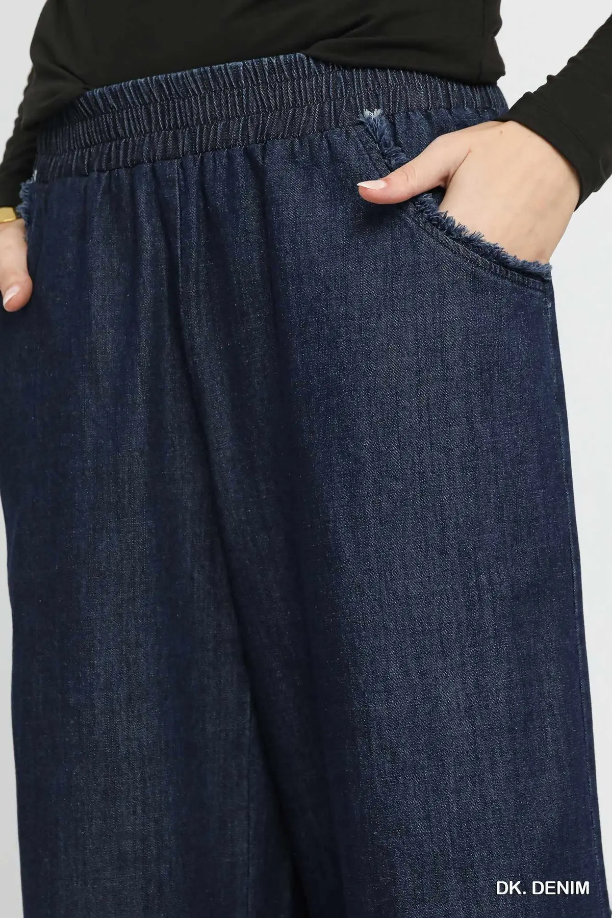 Frayed Hem Wide Leg Denim Pants đź‘–