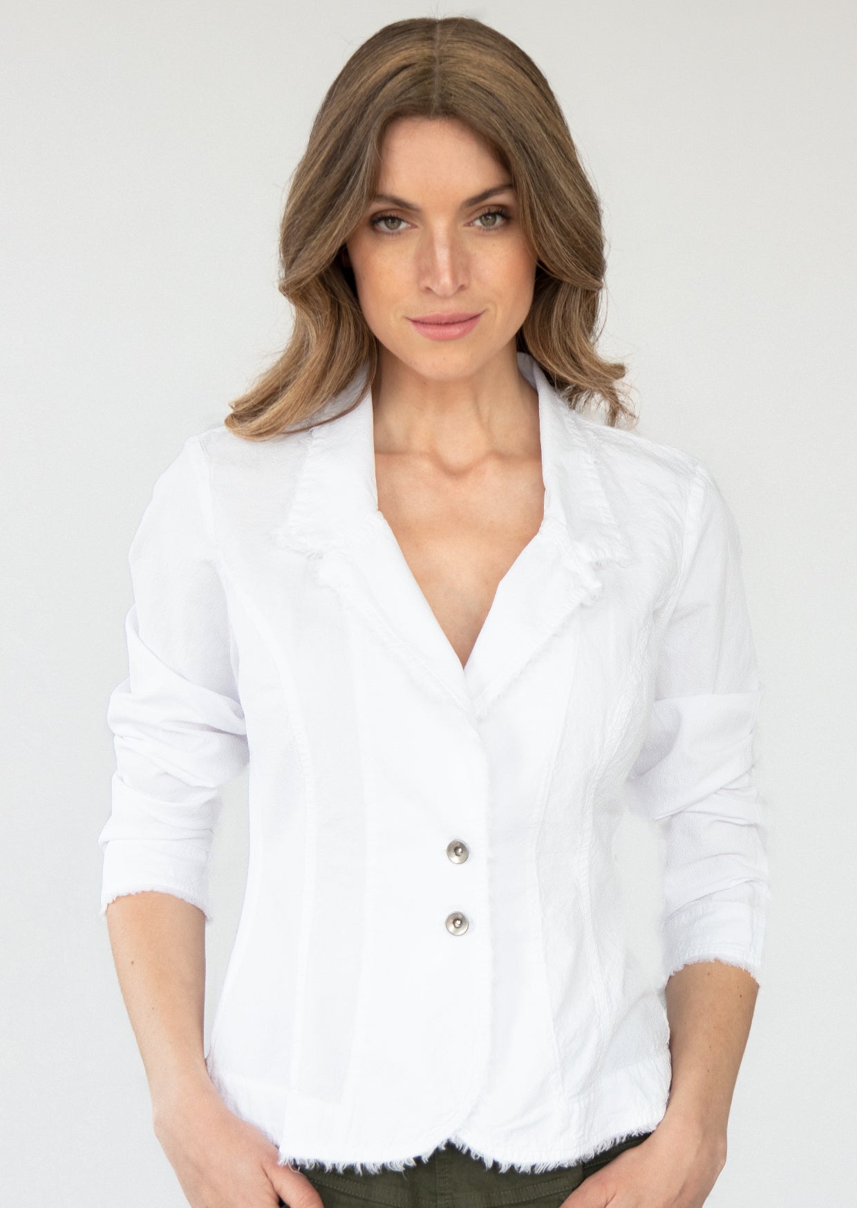 Marizza White Cotton Jacket