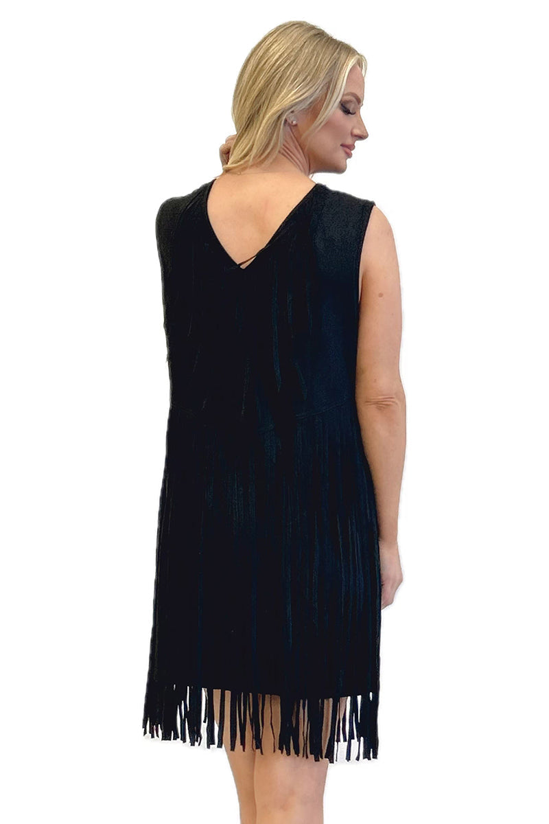 Fringe All Night Dress-Black